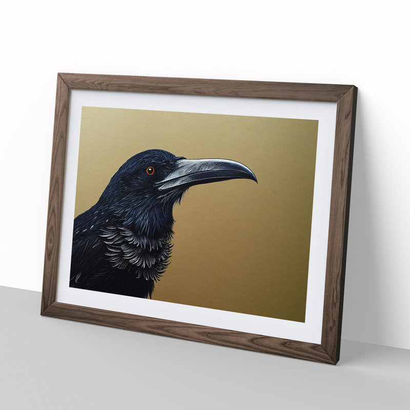 Exceptional Raven Bird 1 Piece Single Picture Frame Wall Art, 25cm H x 34cm W x 2cm D, Walnut