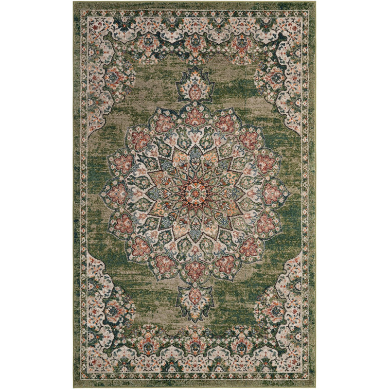 Tapis Tasharra, Rectangle 5'1" x 8', Vert