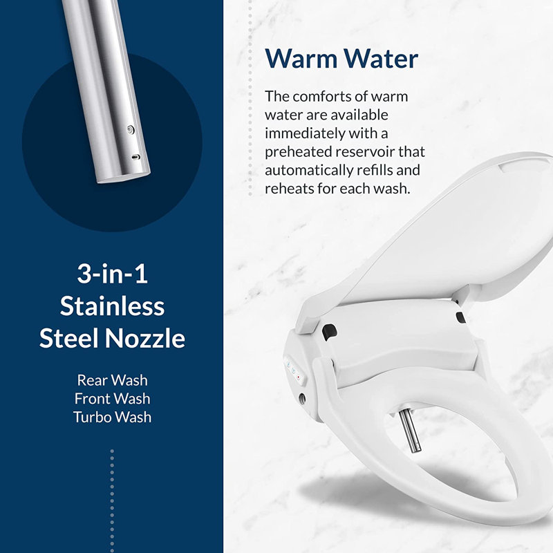 White Round Electric Bidet Toilet Seat with Remote Control