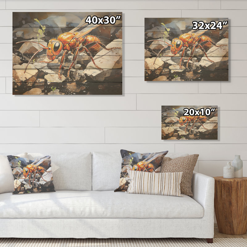 Art doré sur bois de pin naturel Golden Wayway, H 30 po x l 40 po