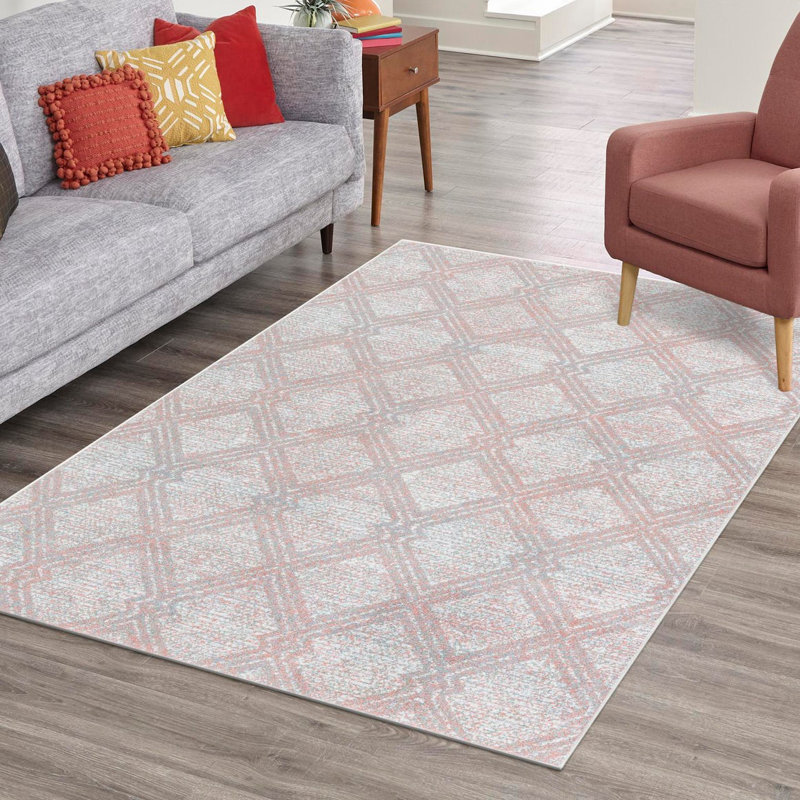 Tapis Langley Street® Modern Trellis Massie, Rectangle 10 pi x 14 pi 1 po, Pink