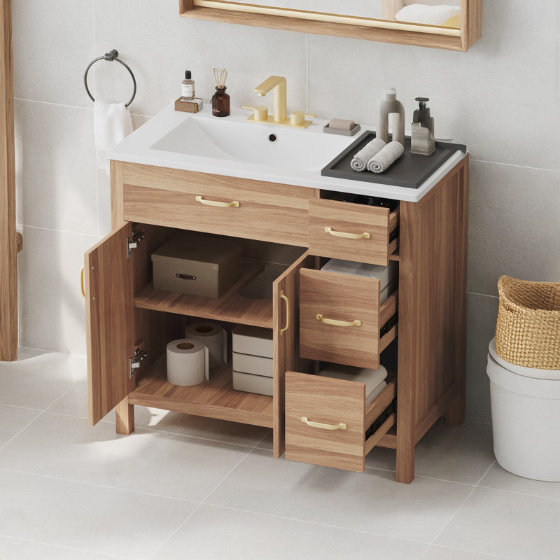 Meuble-lavabo moderne avec 2 portes à fermeture douce et tablette réglable