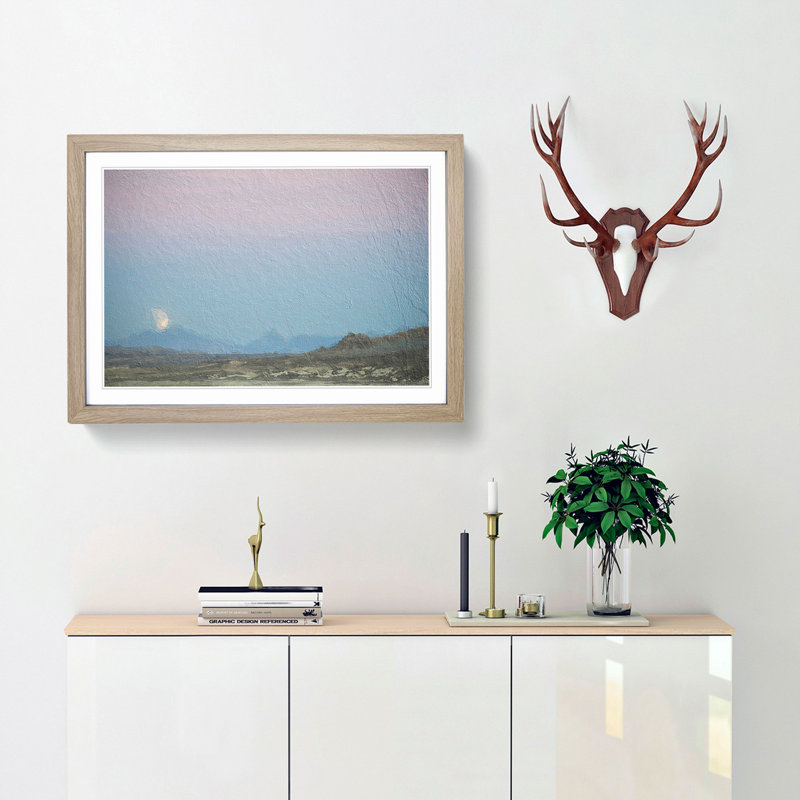 Blood Moon over California - Picture Frame Painting Print, Oak Framed, 48cm H x 65cm W x 2cm D