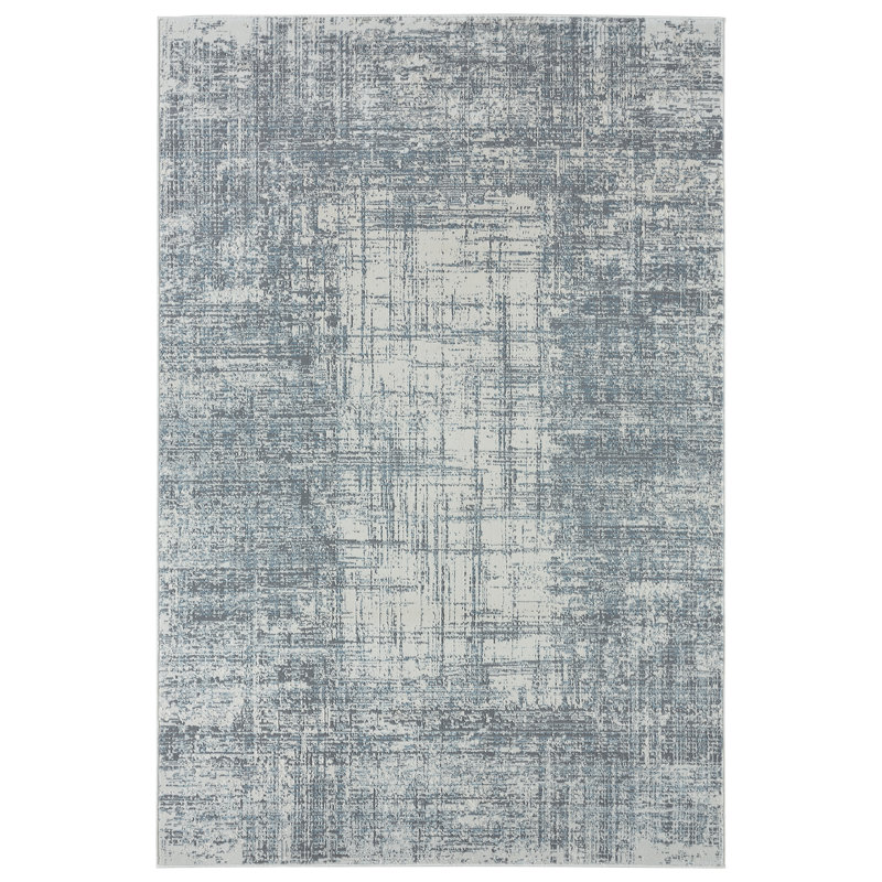 Tapis beige/gris tissé à la machine Abeyta, Rectangle 4 pi x 6 pi