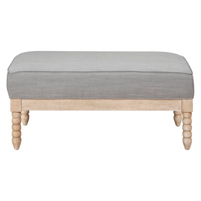 Classic Solid Wood In Gray Upholstery For Home With Natural Legs And Foam Padding
