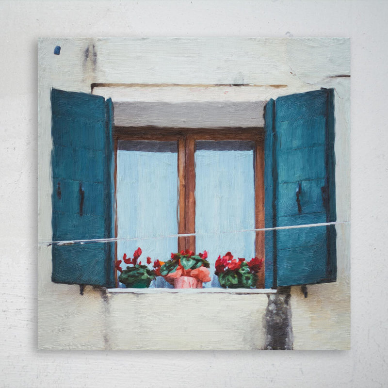 Blue Windows - 1 pièce, impression sur toile tendue, H 32 po x l 32 po x P 2 po