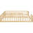Natural Double Twin Floor Bed With Guardrails - Stable Pine Wood Construction For Compact Rooms Size Fence And Practical-420968676