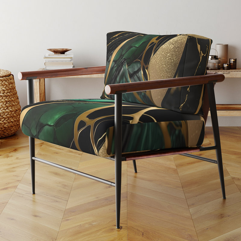 Crossreagh - Fauteuil d'appoint rembourré en marbre, Noir, noir, noir, noir