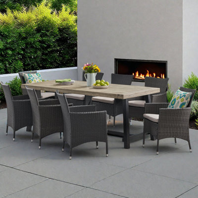 Morphis Outdoor 9 Piece Dining Set with Cushions