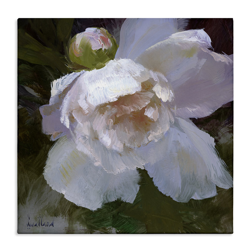 Art mural sur toile "Ruffled Petals White Flower" par Katie Swatland, H 36 po x l 36 po