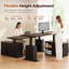 Bureau assis-debout en L de style campagnard de 170 cm avec station de recharge, bureau d'angle réglable en hauteur avec tiroirs de rangement-1491869974