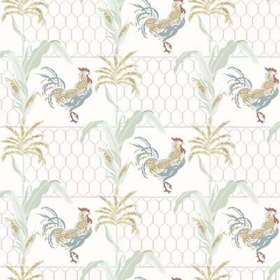 Papier peint coq gris hank
