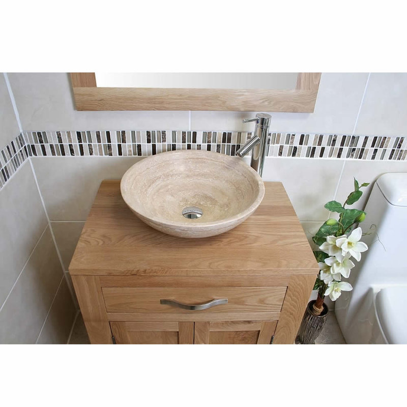 Eaton 700mm Single Bathroom Vanity with Vessel Basin, Travertine Basin