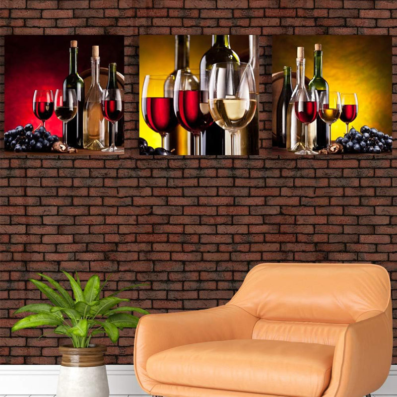 «Wine Cup On Canvas», reproduction de 3 pièces