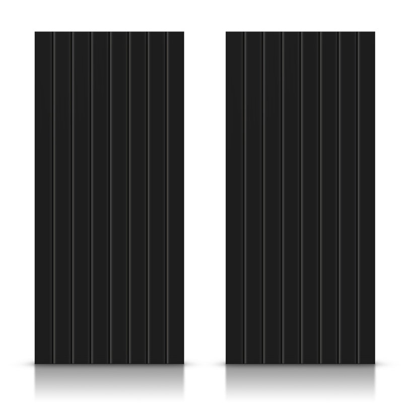 Portes de placard coulissantes à panneaux en bois manufacturé, Noir anthracite, 72 po x 84 po