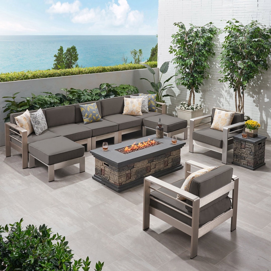 Diesel 7 - Person Modular Patio Conversation Sets with Cushions Loon Peak®