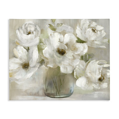 Gentle White Petals in Vase Canvas, design by Nan