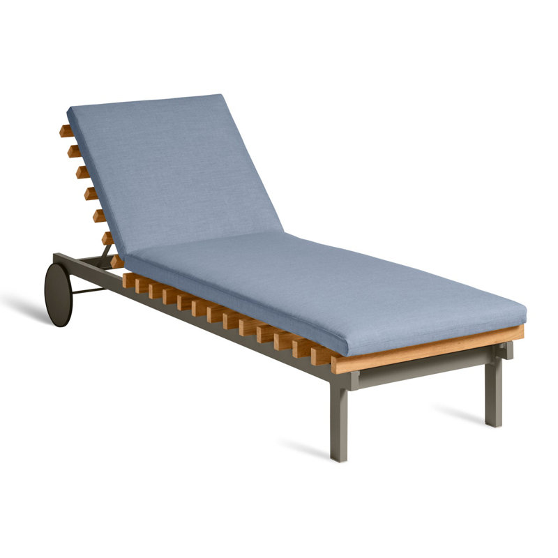 Perch Outdoor Teak Chaise Lounge, Toohey Charcoal, Charcoal