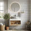 Meuble-lavabo mural 24 po avec lavabo en céramique et compartiments de rangement ouverts-131427389-131427393