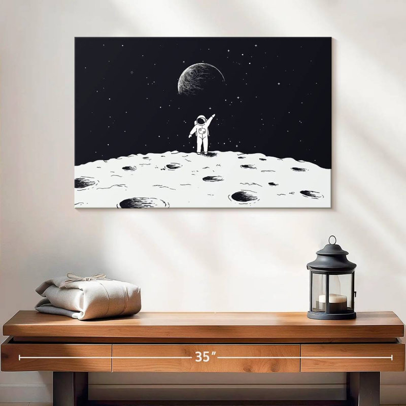 Oberle astronaute sur la lune, H 16 po x l 24 po