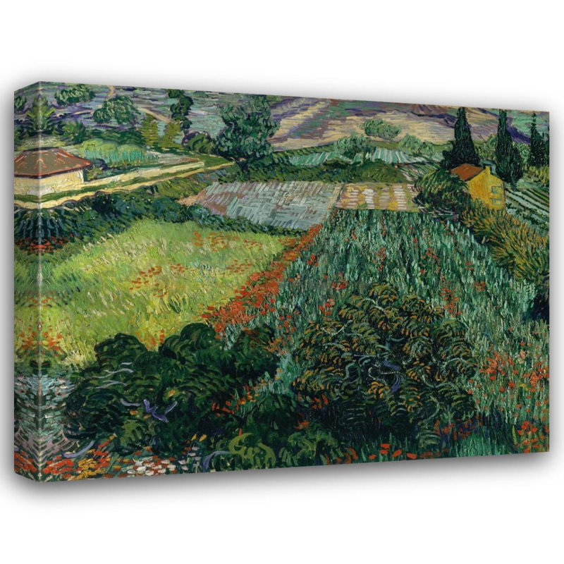 «Field with Poppies» par Vincent Van Gogh - Art mural sur toile tendue avec châssis, H 24 po x l 17 po