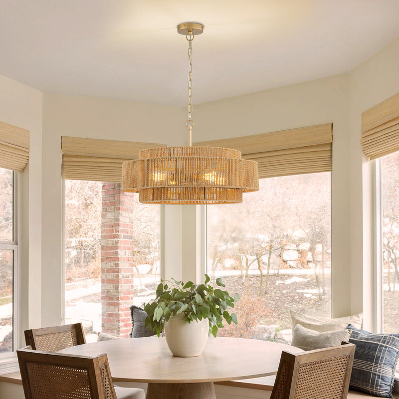 Luebbert 4 - Light Dimmable Drum Chandelier, Yellow