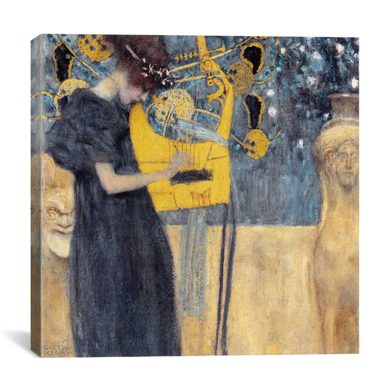 « musik 1895 » par gustav klimt,, impression sur toile, H 26 po x l 26 po x P 1,5 po, Toile tendue, Non mat