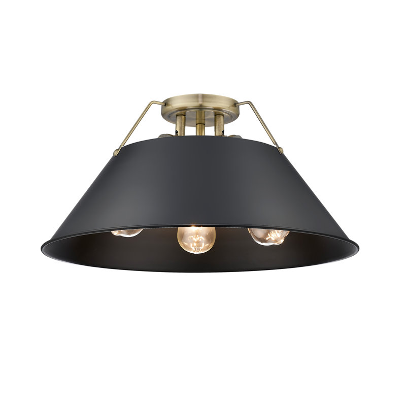 Weatherford Flush Mount, Aged Brass, Matte Black