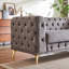 Canapé Chesterfield de 61,25 pouces en velours capitonné avec 2 coussins et pieds en métal