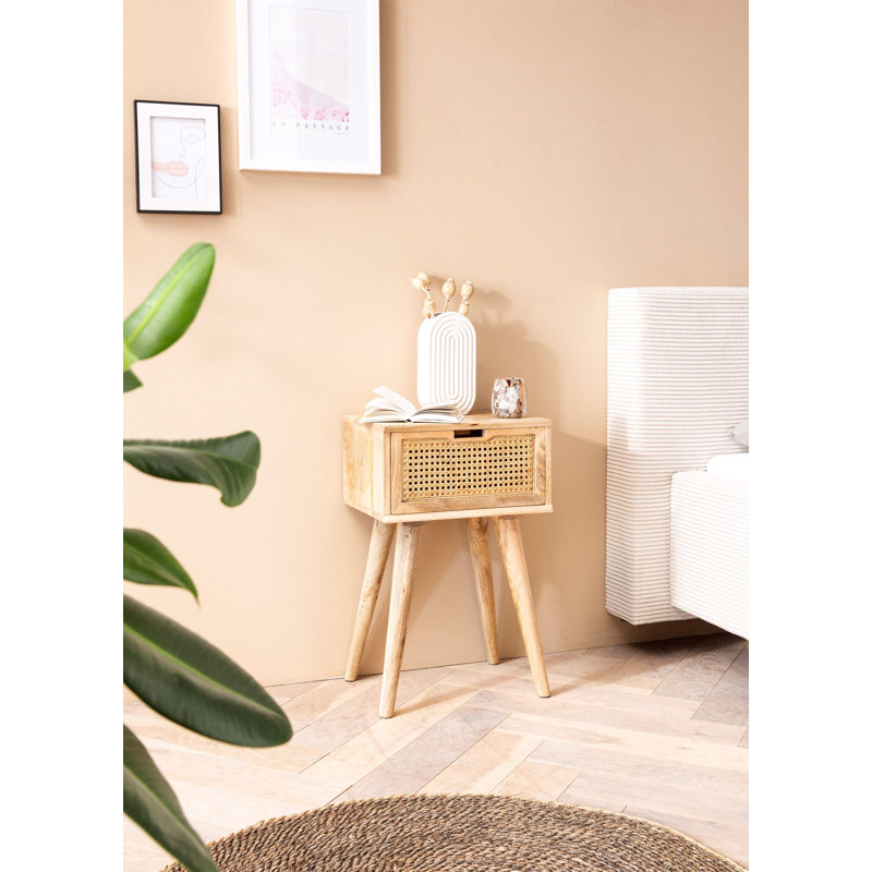 Alexaner 40cm W Solid Wood Bedside Table