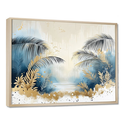 Palms at the Edge of Night II - Scenic Landscape Framed Canvas Print