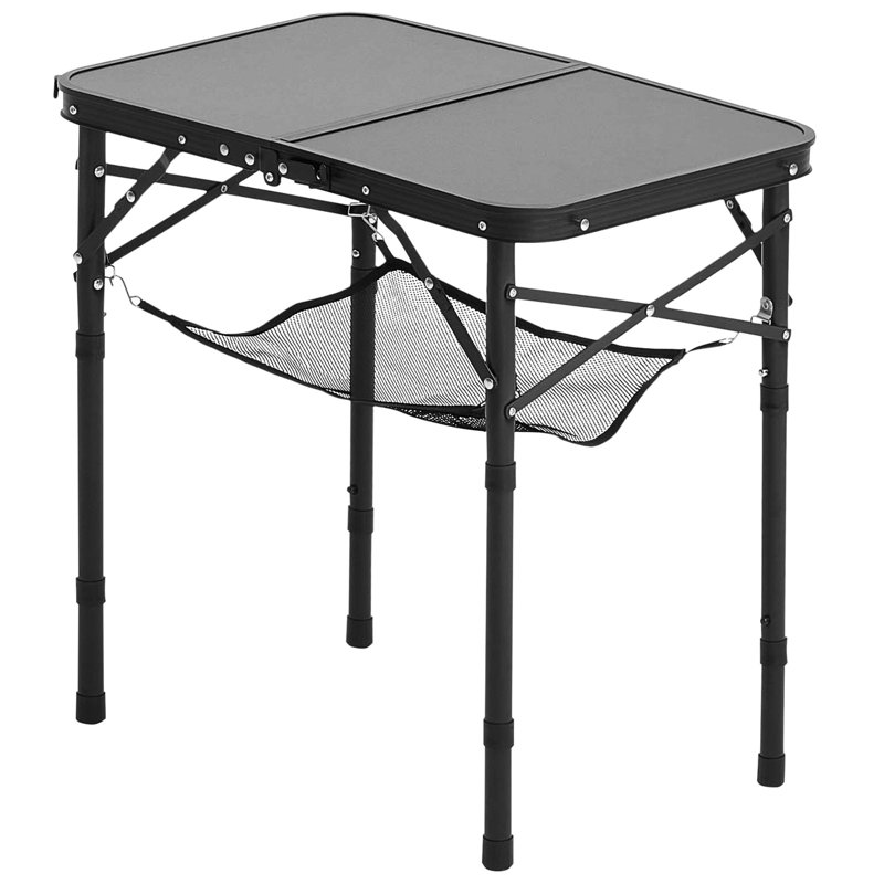 Table de camping pliante de 2 pi avec structure en aluminium et pieds réglables pour une hauteur à 3 niveaux de 10,2 / 18,9 / 23,6 pouces