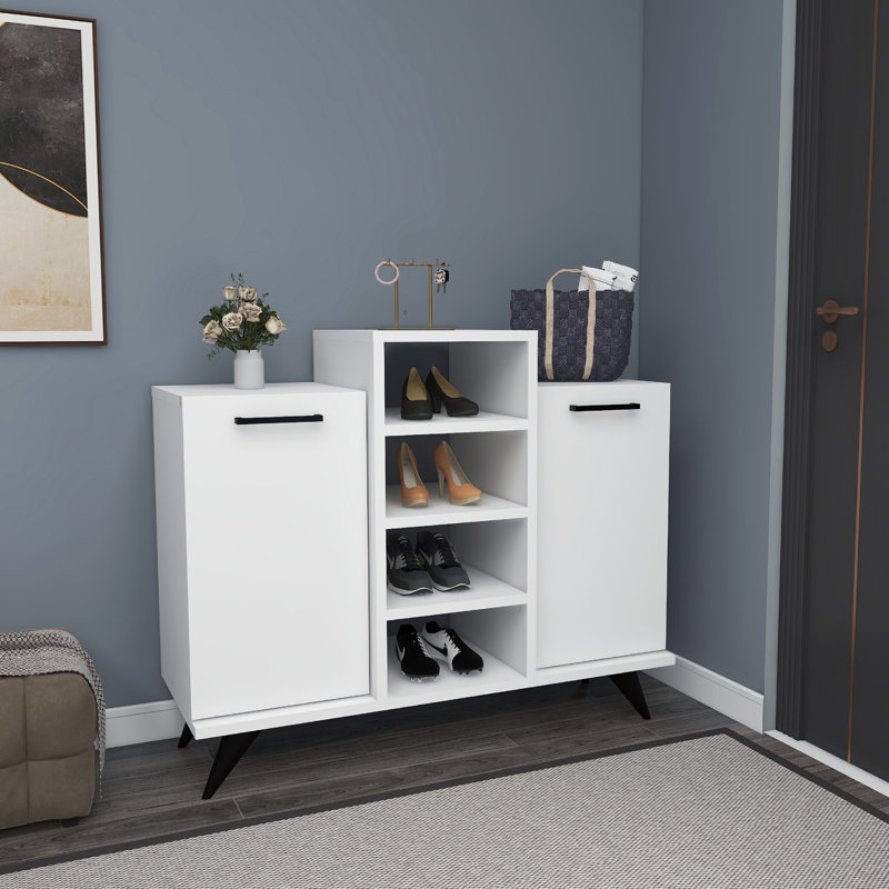 12 Pair Shoe Storage Cabinet, White