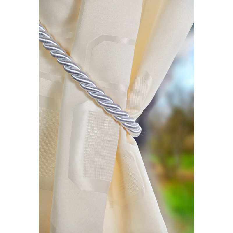 Triggs Aubergine Fabric 36cm Curtain Holdback/Tieback, White