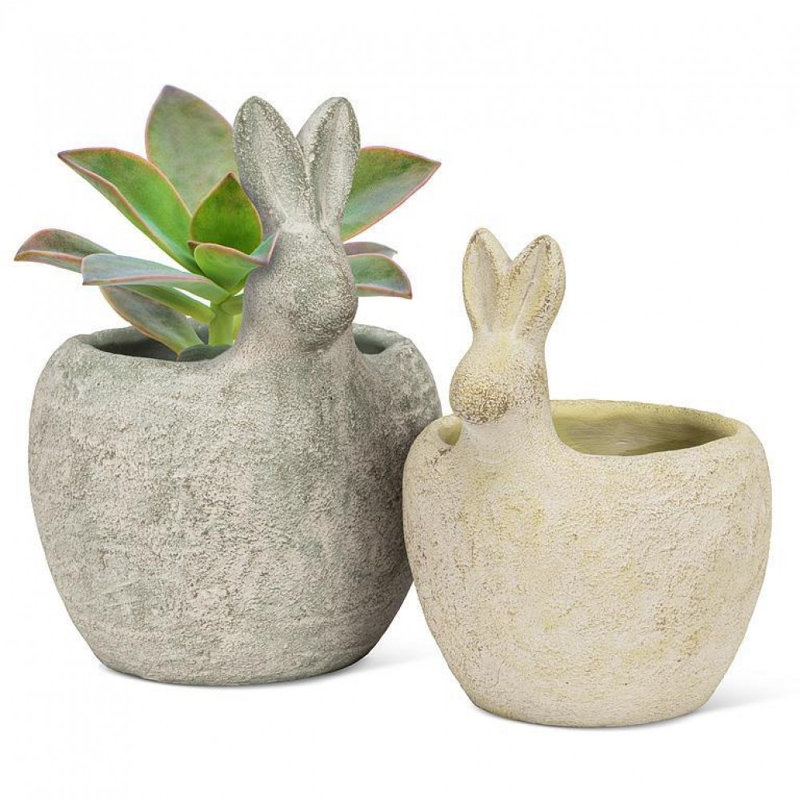 Jardinière moyenne avec tête de lapin, H 5,5 po x l 4 po x P 4 po, Jaune