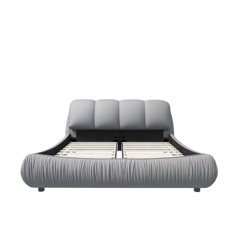 Everly Quinn Elegant Platform Bed with Upholstered Headboard and Solid Frame Stability, No Box Spring Needed, King