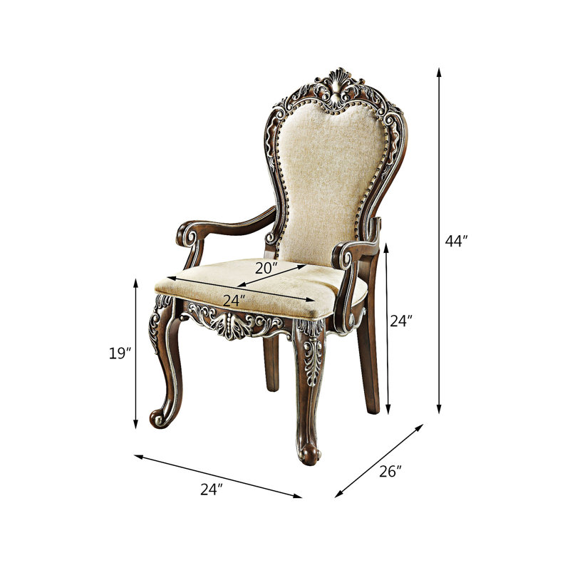 Chaise rembourrée avec accoudoirs (ensemble de 2)
