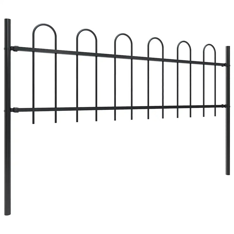 Danyel Black Metal Fence Panels Included, 110cm H x 1530cm W x 2cm D