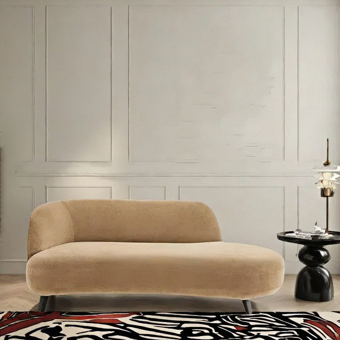Méridienne simple au design créatif et moderne, Face à la gauche, Jaune / brun