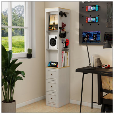 Armoire de rangement mince à 3 niveaux avec tiroirs et crochets, idéale pour les petits espaces