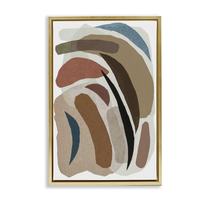 Cadre flottant Earthy Organic Collage, design par Nikki Galapon, Cadre flottant métallique doré, H 25 po x l 17 po