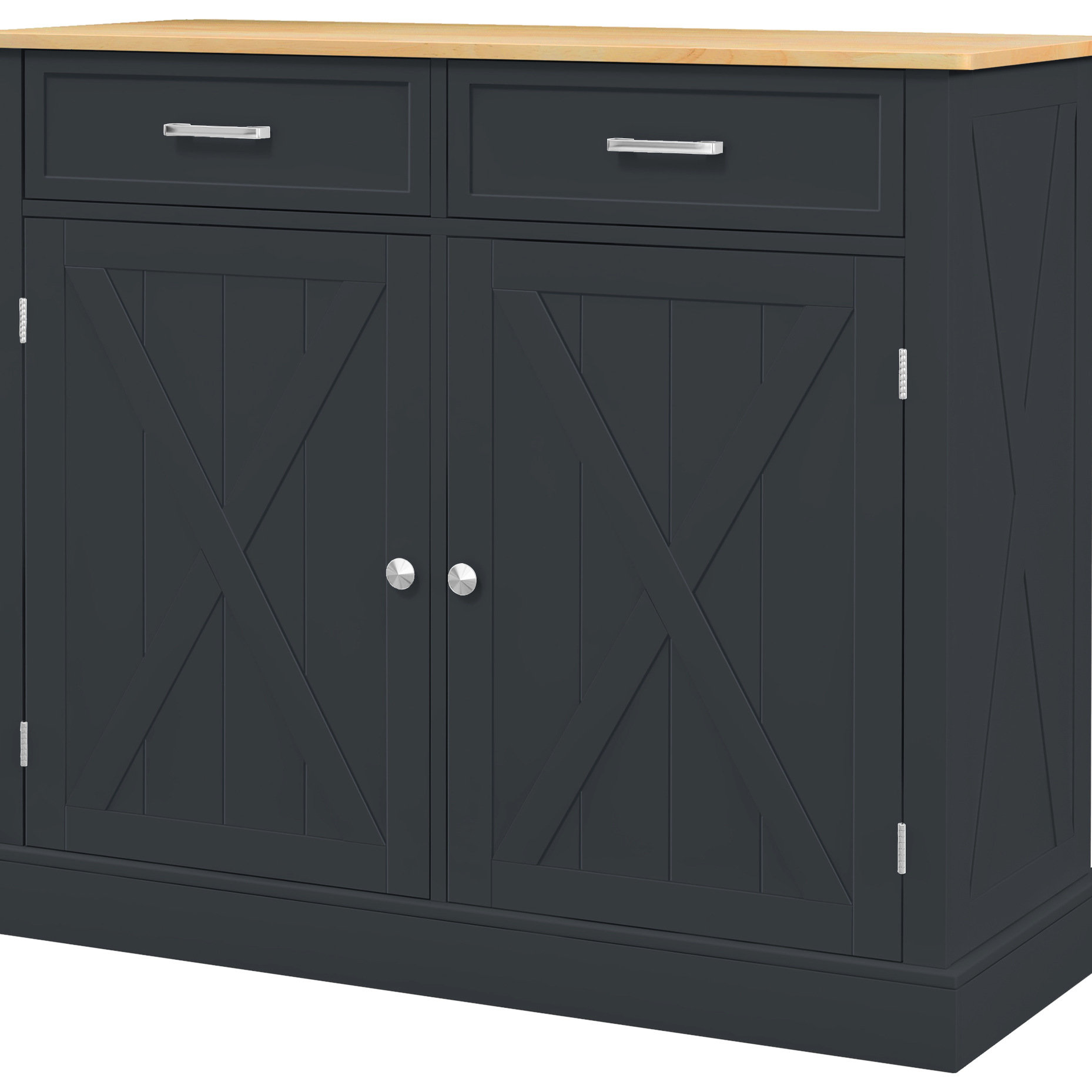 Red Barrel Studio® Dark Gray Rolling Kitchen Island With Counter ...