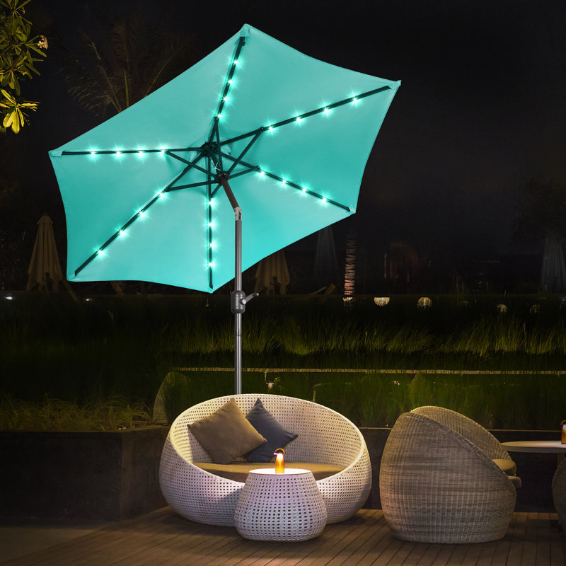 Parasol de marché lumineux Boxwell, Vert pomme, H 98,4 po x l 90 po x P 90 po