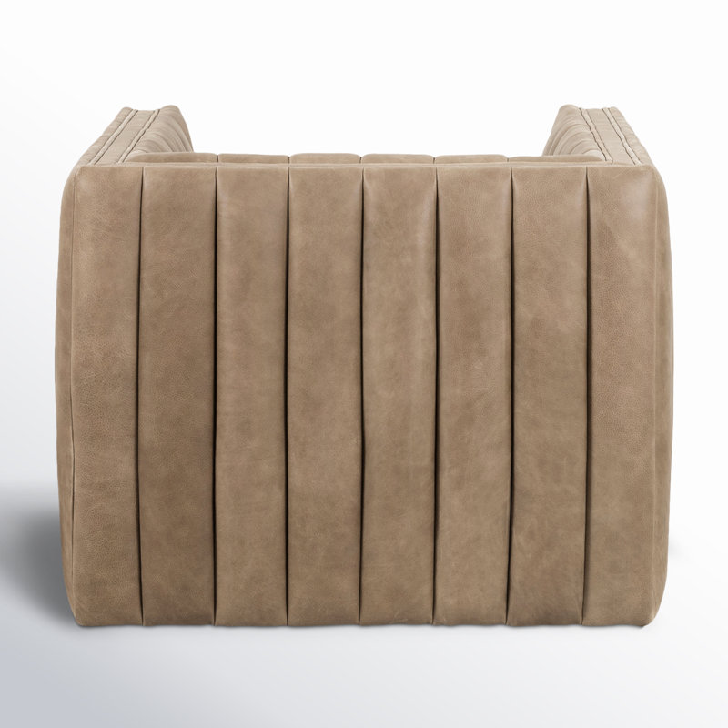 Augustine Swivel Tufted Club Chair, Palermo Drift Top Grain Leather