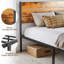 Structure de lit double - Base de matelas robuste avec tête de lit, support de lattes en acier (aucun sommier requis)-651778073