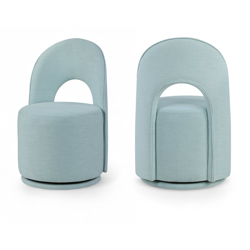 Chaise rembourrée Cirelle, Tissu texturé en lin bleu clair