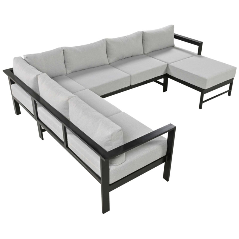 U-shaped Multi-person Outdoor Sofa Set for Gardens, Backyards, and Balconies, Comfortable and Durable, Gray