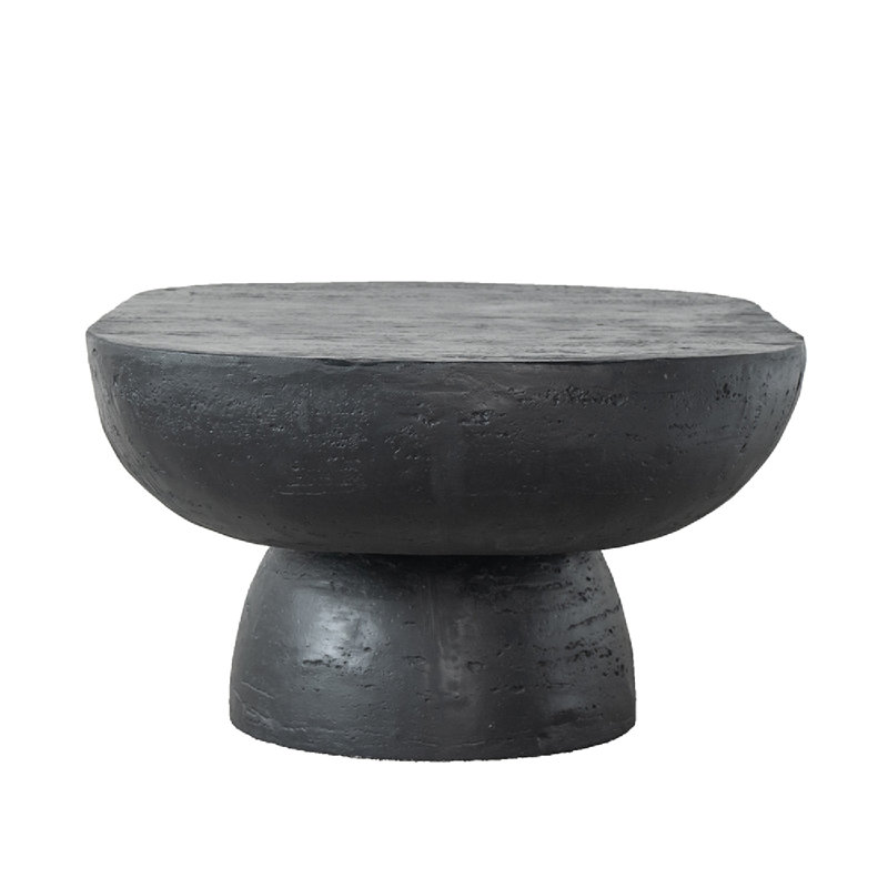 36x24x15" Black Oval Coffee Table  Magnesium Oxide Contemporary,Industrial, Black