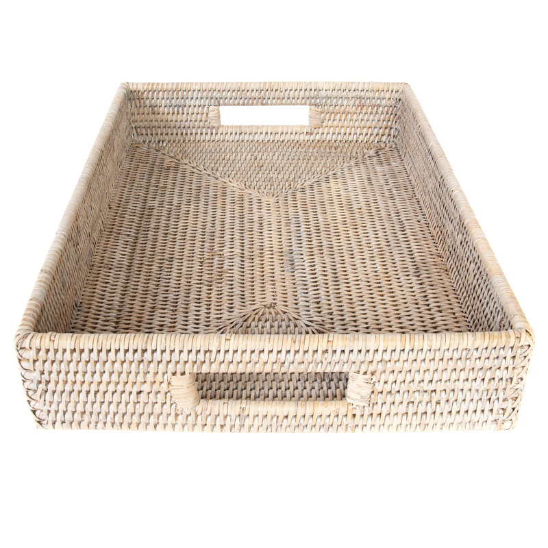 Landers Rattan Tray, White Wash