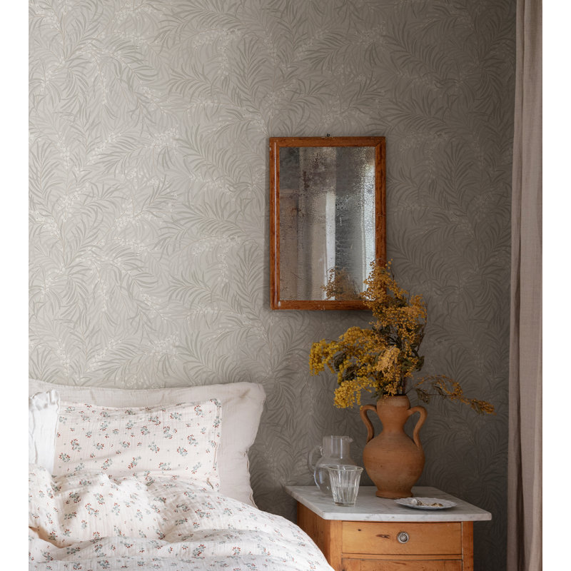 Rouleau de papier peint L 33 pi x l 20,8 po Villa Dalarö II Idun, Gris minéral